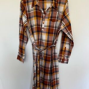 The Children's Place Plaid Dress - Brown, Orange, White